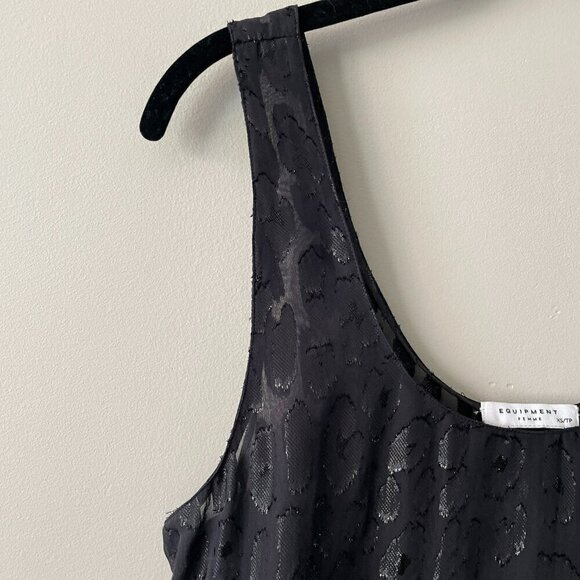 Equipment Kaylen Lace Sleeveless Casual Lined Round Neck Tank Top Black XS NEW - Picture 5 of 7